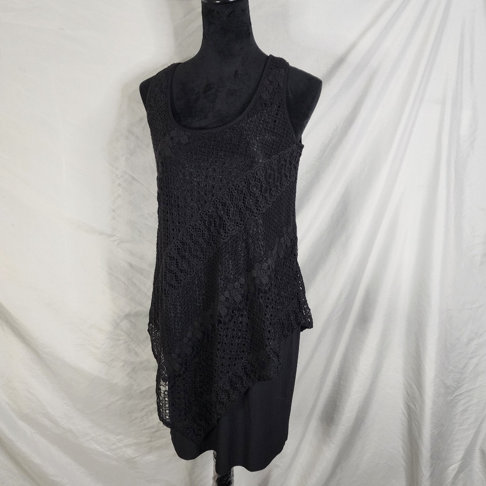 Vintage SLNY Size 8‎ Crochet Lace Blouson Stretch Knit Sheath Dress